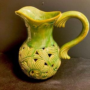 Decorative Ceramic Swirl Leaf Pattern Pitcher